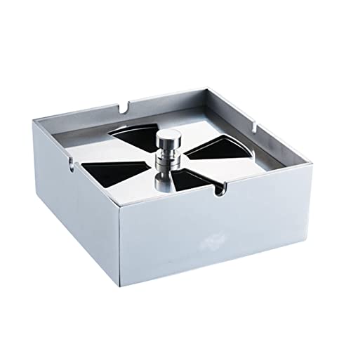 Ashtray Thick Stainless Steel Ashtray Square Ashtray Waterproof Drop-Proof with Rotary Lid Ash Holder for Patio Home Office Decoration for Home Office