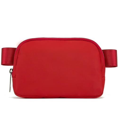 YOSHUYUKI Fanny Pack Cross Body Bag Small Crossbody Bags for Women Men Trendy Nylon Waterproof Mini Purse Travel Running Belt Lulu Dupes Bum Hip Chest Waist Pack Side Bag Must Have Red