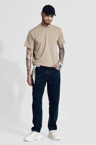 Image of SNITCH 4 Way Stretch Crew Neck Light Weight Half Sleeve Solid Cotton Blend Machine Wash Slim Fit T-Shirt