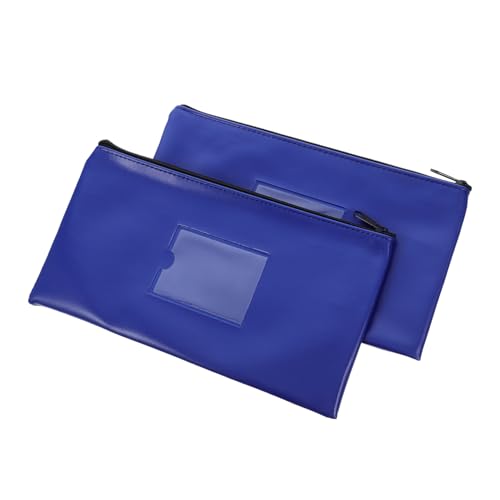 2Pcs Utility Zipper Wallet with Window for Organizing Cash Checks Coins PU Leather Money Pouch for and Documents Deposit Bag with Blank Card Holder
