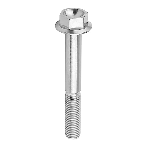 Image of Ti Screws M10 x 20 25 30 35 40 45 50 55 60 65 70 75 80 90 100mm 1.25 Pitch Titanium Flange Hex Bolt Pack of 4 (Silver, M10x80mm)