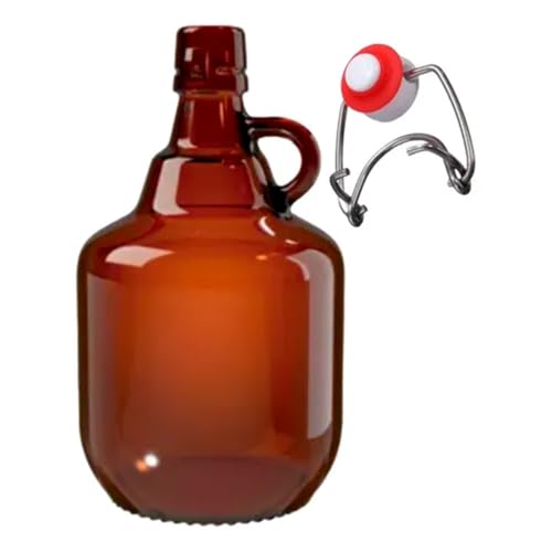 Kit 2 Growlers Garrafão Vidro 2 Litros Chopp Cerveja Artesanal Bebidas Tampa Armazenamento Vedação Tampa Swing