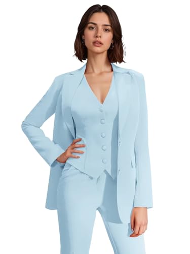 Women's Suit 3 Piece Formal Slim Fit Suits for Women Work BusinessTwo Button Blazer Vest Pant Set Prom Tuxedo