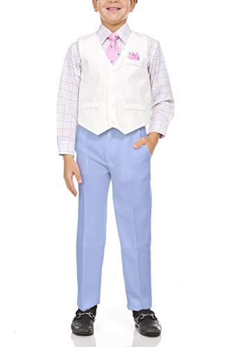Image of Vittorino Boys 4 Piece Suit Set with Vest, Dress Shirt, Bow Tie, Pants & Pocket Square | Big & Little Kids Formal Apparel