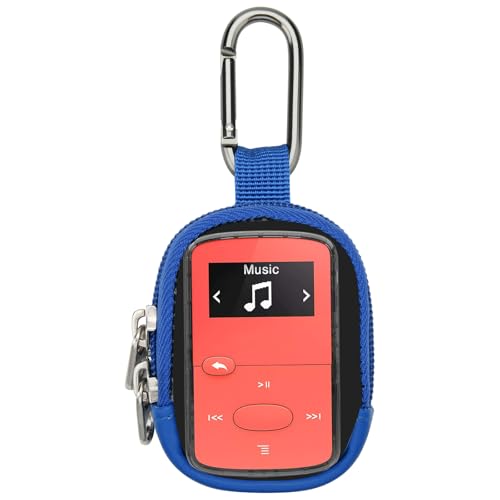 TXEsign MP3 Player Case Carry Bag Compatible with SanDisk Clip Jam/Clip Sport Plus/Clip Sport Go/Clip Sport MP3 Player Travel Carrying Case Bag Organizer with Clear Window for Clip MP3 Player (Blue)