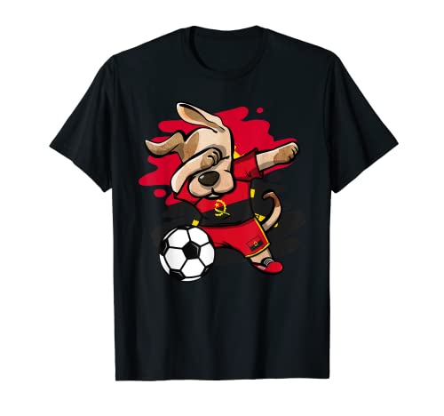 Perro Dabbing Angola Fans del fútbol Jersey Angola Amante del fútbol Camiseta