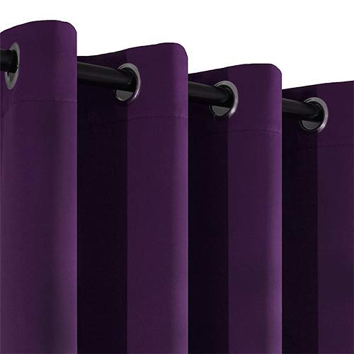 Yakamok Kitchen Bathroom Window Curtains - Blackout Curtains Small Window Short Drapes for Bedroom Living Room Kids Nursery Room(2 Panels,Purple,52x36 Inch)