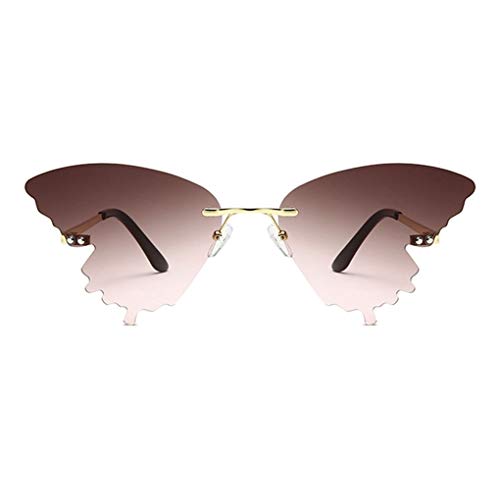 Long Keeper 2020 Butterfly Rimless Sunglasses Women Fashion Metal Driving Glasses2