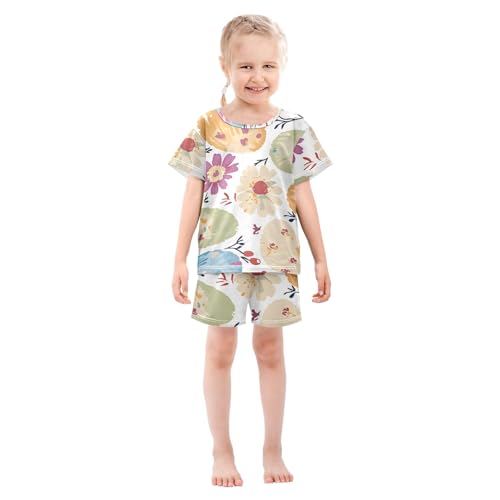 Summer Pajama Set Eastereggs Floral Pattern, Short Sleeve Sleepwear Nightwear3