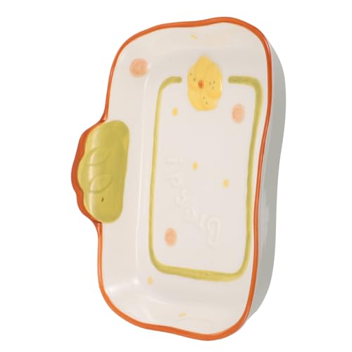 Housoutil Decorative Ceramic Bread Plates Cute Bread Shape Serving Dishes for Snacks Desserts and Home Decor Aesthetic Table Centerpiece and Photography Props