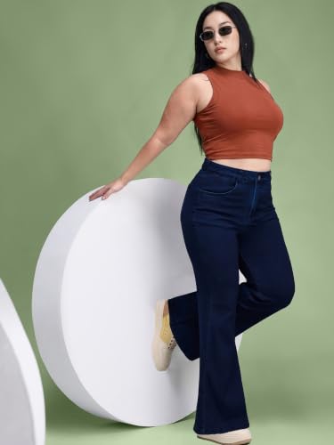 Image of Miss Chase A+ Women's Wide-Leg High Rise Regular-Length Stretchable Denim Jeans