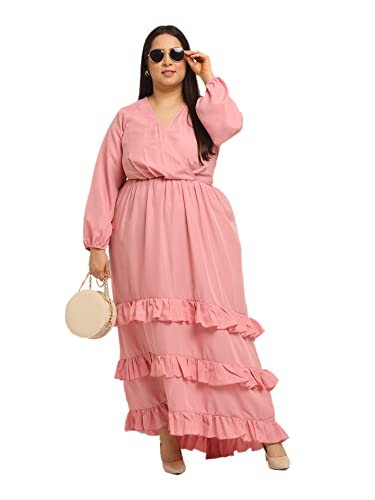 Image of Flambeur Women's Crepe Fit and Flare Maxi Dress