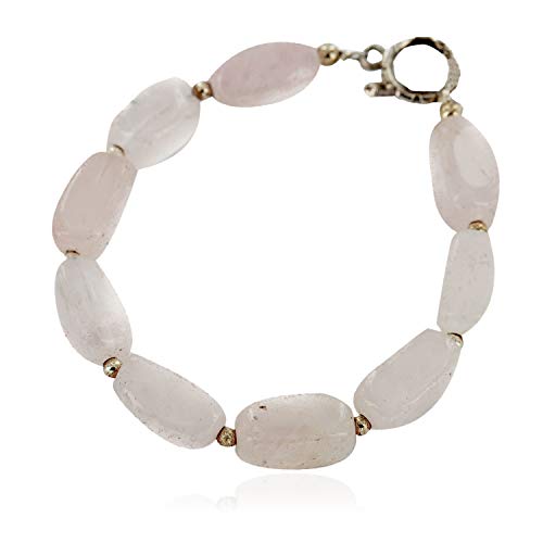 Image of $80Tag Certified Navajo Nickel Natural Quartz Native American Bracelet 13048-8 Made by Loma Siiva