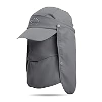 Herren Damen Sonnenschutz Kappe,4 in 1 Faltbar Schirmmütze,Netz-Sonnenhut mit Breiter Krempe, Abnehmbarer Nacken- und Gesichtsklappe UPF 50,Für Radfahren, Angeln, Wandern, Bootfahren, Gartenarbeit