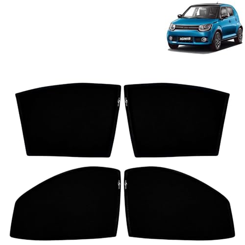 Image of KINGSWAY Car Sun Shade Curtains Only Compatible with Maruti Suzuki Ignis (2016 Onwards) | Z-Black Fix-Type (Non-Magnetic) | UV & Heat Protection | Pack of 4 Pcs