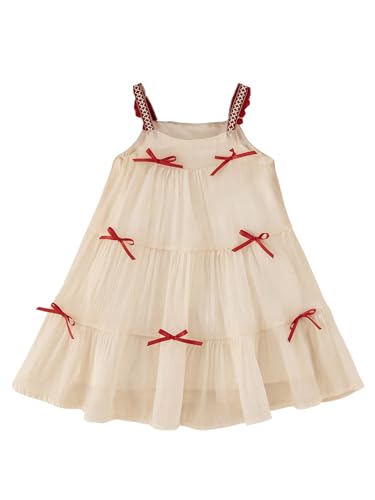 SOLY HUX Toddler Girl's Birthday Dress Bowknot Mesh Sleeveless Short Dress Cute Cami Dresses
