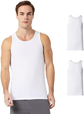 32 Degrees Cool Men’s 2-Pack Ribbed Undershirts Tank | Lightweight | Soft to Touch, White, X-Large