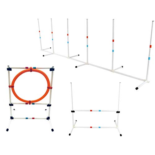 Midlee Dog Agility Beginner Set- Hoop Jump, Weave Poles, and