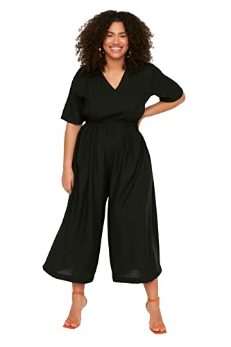 Trendyol Damen Women Plain Woven Plus Size Overalls Overall, Black,