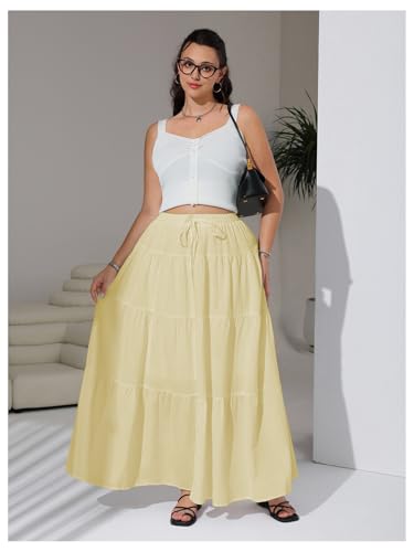 Image of Verdusa Women's Long Maxi Skirt 2026 Boho Flowy Flared Ruffle Skirts Beach Vacation Spring Going Out Outfits