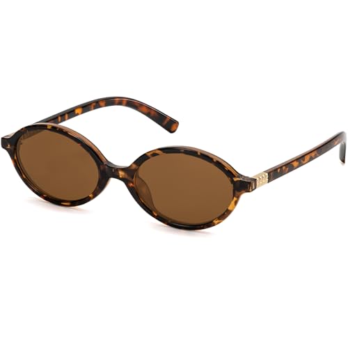 ViewJoy Retro Oval Sunglasses for Women Vintage 90s Y2K Trendy Designer Tortoise Sun Glasses