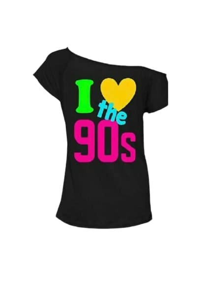Pretty AttitudeNew Women's Ladies I Love The 90s T-Shirt Fancy Dress Costume Neon Festival Top
