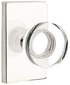 Miniatura 5 de Emtek Juego de paso, roseta rectangular moderna, perilla de cristal de disco moderna (negro plano)