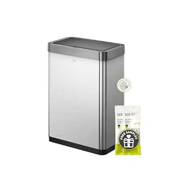 EKO Mirage-X 47 Liter Touchless Rectangular Motion Sensor Trash Can with Removable Liner