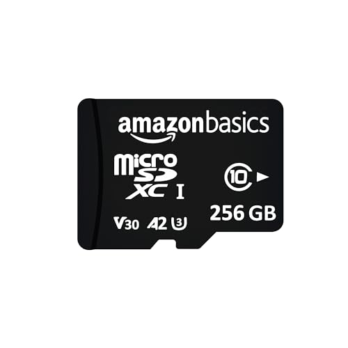 Image of Amazon Basics 256 GB Micro SDXC Memory Card | 180 MB /s Read | Memory Card for 4K Video on Smartphones, Action Cams and Drones