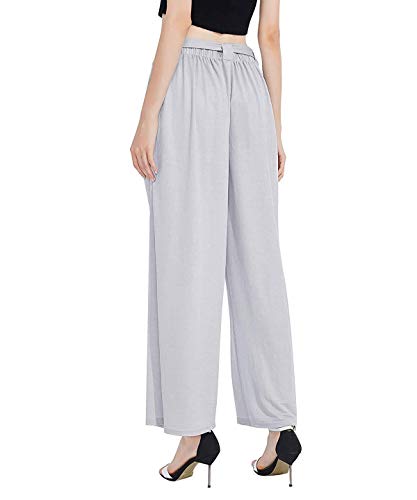 Bigfanshu Calça de malha feminina moda 2019 outono senhora temperamento calças largas cintura alta c