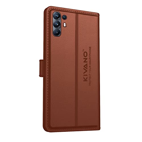 Image of KIVANO Compatible with Oppo F19 Pro Plus 5G Flip Cover | Leather Finish | Inside Pockets & Inbuilt Stand | Shockproof Wallet Style Magnetic Closure Back Cover Case