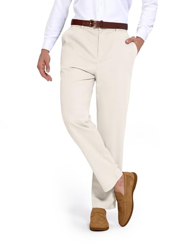 PLEPAN Mens Linen Pants Elastic Waist Drawstring Casual Linen Dress Pants Summer Beach Lightweight Trousers3