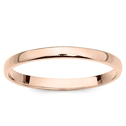 10k Rose Gold 2mm Light Comfort Fit Plain Wedding Band