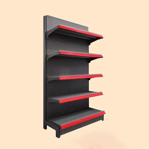Étagère de gondole pour vente au détail – Étagères polyvalentes noires pour supermarché et dépanneur pour épicerie, fournitures de bureau, magasins d'alcool et solutions de merchandising