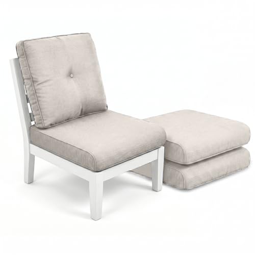 Image of Luxury 4 inch Thick Outdoor Cushion Set of 3 - 22x24 Patio Furniture Cushions with 28D High-Density Foam, Water-Resistant & Fade-Resistant Fabric, Removable Covers for Patio Furniture Sofa Couch -Beige