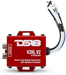 DS18 V2HL.V2 Hi/Lo Converter 2-Channel with Speaker Emulator - High-Level Speaker Signal to Low-Level - Smart line Output 2CH High-Level Input and 2CH RCA Output