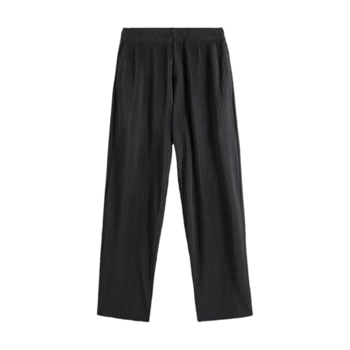 Men Summer Pleated Pants Casual Japanese Streetwear Loose Straight Ice Silk Pants
