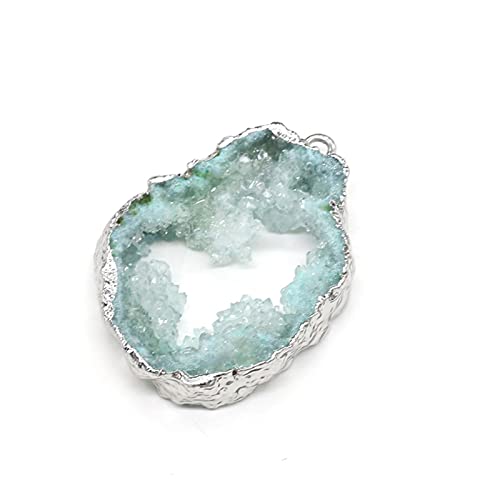 WERWER Cuarzo Natural Águiles de Cristal Verde Colgantes Natural Piedra Verde Cuarzo DIY Joyería (Metal Color : Silveren Plated)