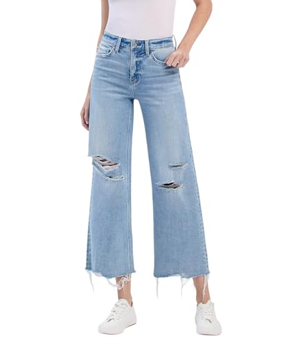 Flying Monkey High Rise Distressed Crop Wide Jeans F6001