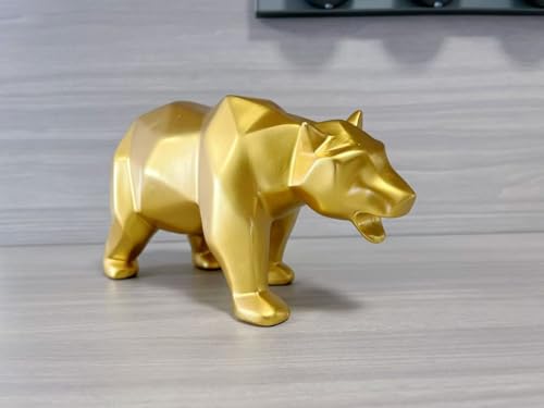 Escultura geométrica abstracta oso decorativo dorado miniatura 3