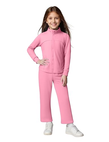 Yesfashion Girls 2 Piece Outfits Zip Up Long Sleeve Stand Collar Sweatshirt Drawstring Sweatpants with Pockets Tracksuit Sets4