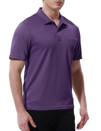 Image of Rdruko Men's Polo Shirts Short Sleeve Quick Dry Outdoor Golf Sports Shirts with Pocket