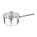 Price comparison product image Penguin Home Saucepan 16cm, 1.5 Litre Stainless Steel Sauce Pan with Glass Lid/Induction Safe Milk Pot with Double Pouring Lips/MilkPan Cookware Set Cooking Pots & Pans/Dishwasher Safe