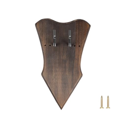 DONGKER Placa de espada de montaje en pared, soporte de espada de madera ajustable con ganchos y tornillos para hacha de espada medieval (no incluye espada)