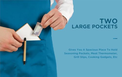 Image of Cranique Polyester Kitchen Apron with Adjustable Strap Two Pockets for Women & Men | Free Size Apron for Kitchen, Hotel, Cafe, Restaurant, Salon, Workshop, Garage, Drawing, Cooking Apron