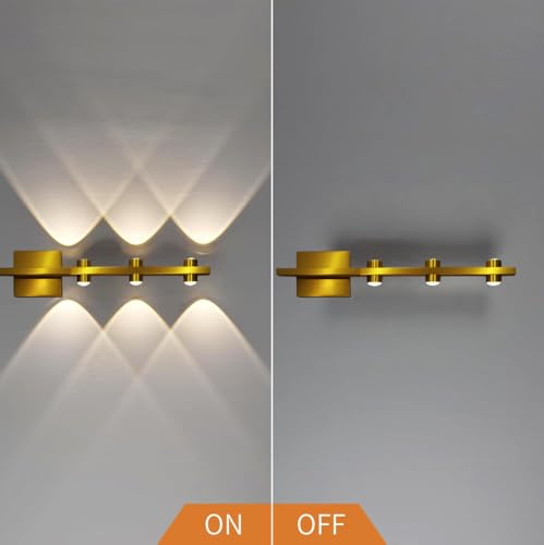 Image of Groeien 6 LED Golden 6 watt Up /Down Wall Sconce Bathroom Vanity Indoor Outdoor Light Fixtures for Mirror, Hallway,Bedroom,Indoor Wall Light(DualArc 6LED, 1, Count)