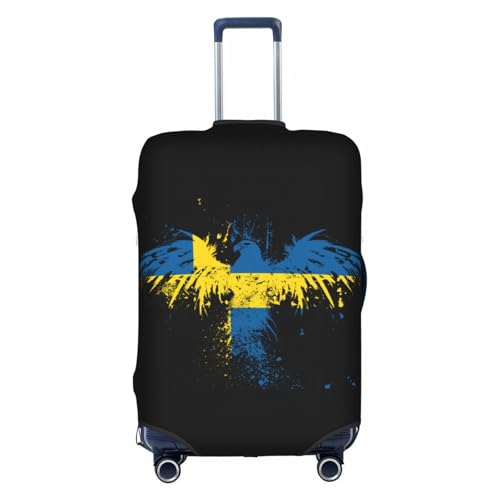 Sweden Swede Swedish Eagle Flag Travel Luggage Cover Washable Suitcase Case Suitcase Protector Fit Luggage Cover X-Large