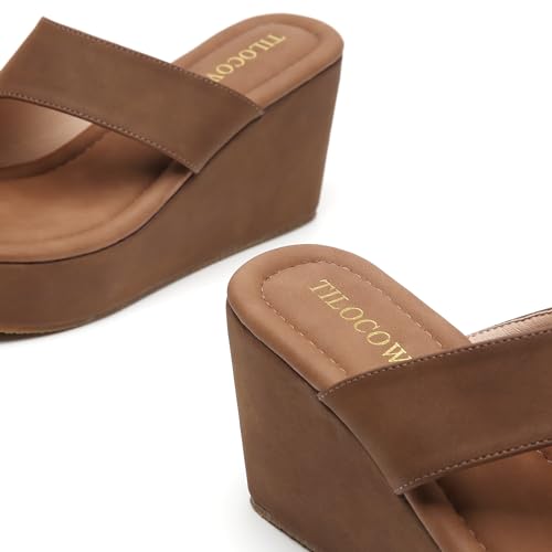 Image of Tilocow Wedge Bunion Sandals for Women Platform Slipper High Heel Wedge Flip-Flop Light Weight Ladies Shoes