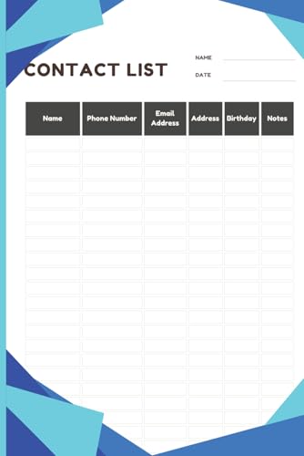 Contact List Logbook (6x9” – 102 Pages): Keep Track of Important Names, Numbers, and Addresses: An Easy-to-Use Contact Organizer for Home, Office, or Personal Use