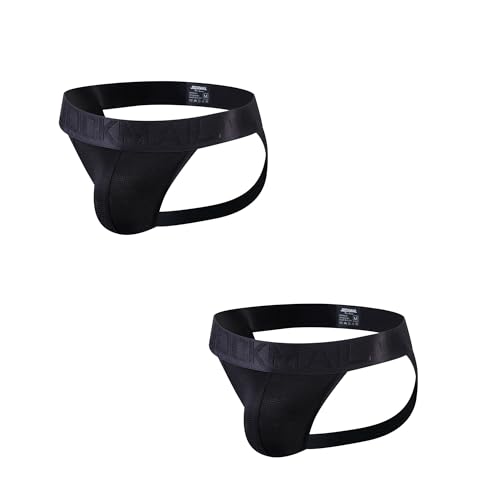 JOCKMAIL Mens Jock strap Underwear Athletic Supporter Performance Jockstrap Elastic 2 Pack